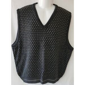 Murano VTG 90s Wool Blend Diamond Pattern V neck Sleeveless Sweater Vest Mens XL